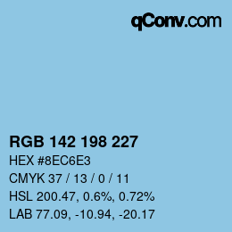 カラーコード: RGB 142 198 227 | qconv.com