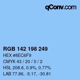 カラーコード: RGB 142 198 249 | qconv.com