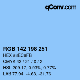 Color code: RGB 142 198 251 | qconv.com