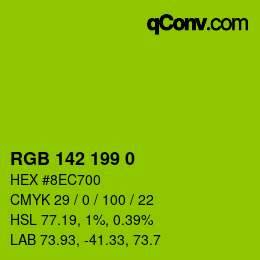 Color code: RGB 142 199 0 | qconv.com