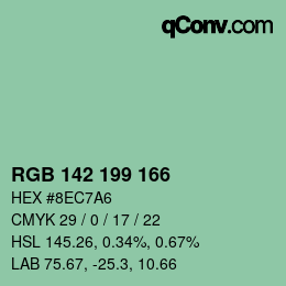 カラーコード: RGB 142 199 166 | qconv.com
