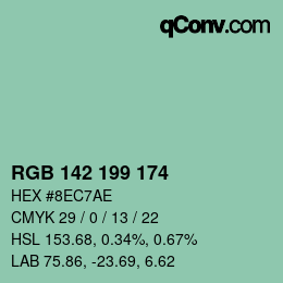 Color code: RGB 142 199 174 | qconv.com