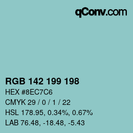 Color code: RGB 142 199 198 | qconv.com