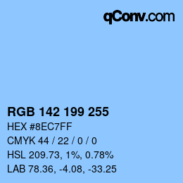 Color code: RGB 142 199 255 | qconv.com