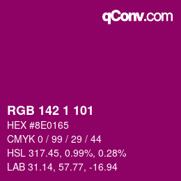 Color code: RGB 142 1 101 | qconv.com