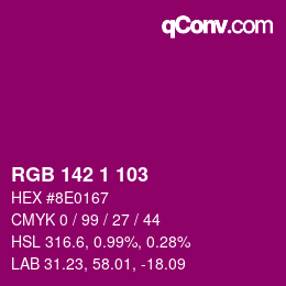 颜色代码: RGB 142 1 103 | qconv.com