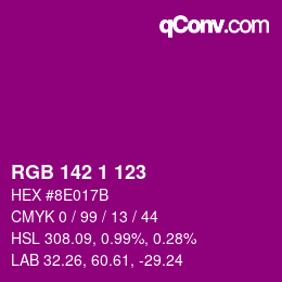 颜色代码: RGB 142 1 123 | qconv.com