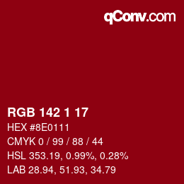 颜色代码: RGB 142 1 17 | qconv.com