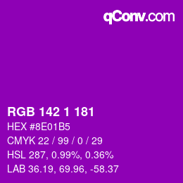 カラーコード: RGB 142 1 181 | qconv.com