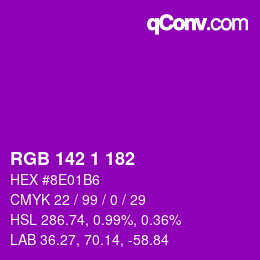 Color code: RGB 142 1 182 | qconv.com