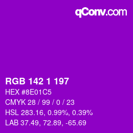 カラーコード: RGB 142 1 197 | qconv.com