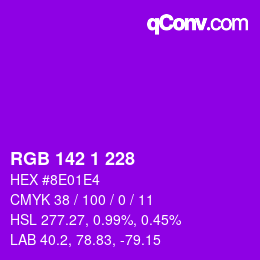 カラーコード: RGB 142 1 228 | qconv.com