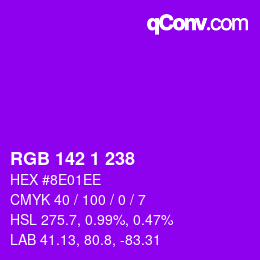 Color code: RGB 142 1 238 | qconv.com