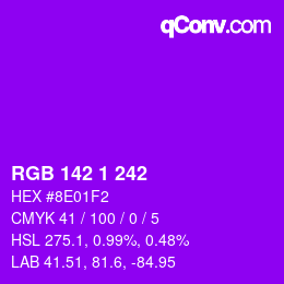 Color code: RGB 142 1 242 | qconv.com