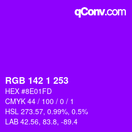 Color code: RGB 142 1 253 | qconv.com