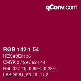 颜色代码: RGB 142 1 54 | qconv.com