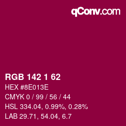 颜色代码: RGB 142 1 62 | qconv.com