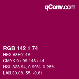 カラーコード: RGB 142 1 74 | qconv.com