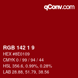 Color code: RGB 142 1 9 | qconv.com