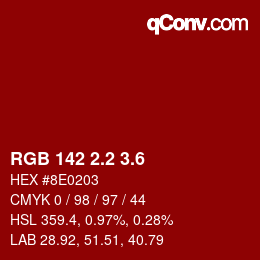 カラーコード: RGB 142 2.2 3.6 | qconv.com