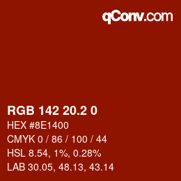 カラーコード: RGB 142 20.2 0 | qconv.com