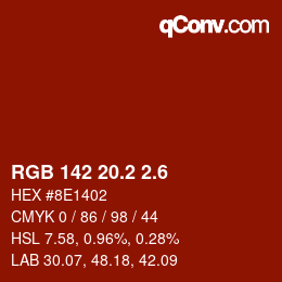 カラーコード: RGB 142 20.2 2.6 | qconv.com