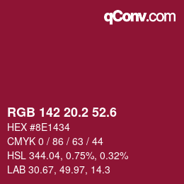 カラーコード: RGB 142 20.2 52.6 | qconv.com