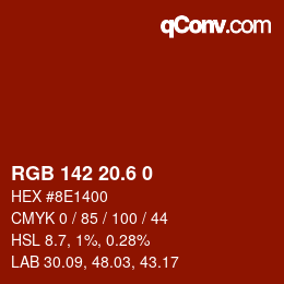カラーコード: RGB 142 20.6 0 | qconv.com