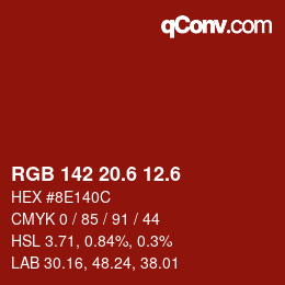 カラーコード: RGB 142 20.6 12.6 | qconv.com