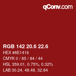 カラーコード: RGB 142 20.6 22.6 | qconv.com