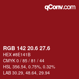 カラーコード: RGB 142 20.6 27.6 | qconv.com