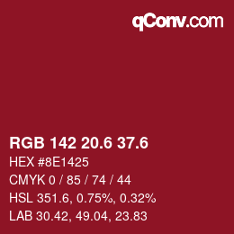 カラーコード: RGB 142 20.6 37.6 | qconv.com