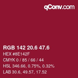 カラーコード: RGB 142 20.6 47.6 | qconv.com