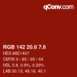 カラーコード: RGB 142 20.6 7.6 | qconv.com