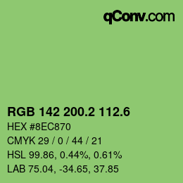 カラーコード: RGB 142 200.2 112.6 | qconv.com