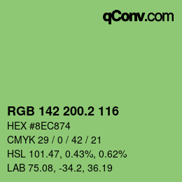カラーコード: RGB 142 200.2 116 | qconv.com