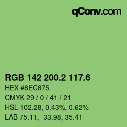 カラーコード: RGB 142 200.2 117.6 | qconv.com