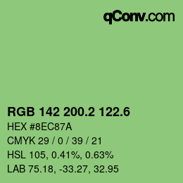 カラーコード: RGB 142 200.2 122.6 | qconv.com