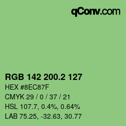 カラーコード: RGB 142 200.2 127 | qconv.com