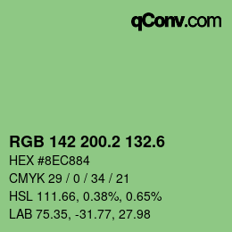 カラーコード: RGB 142 200.2 132.6 | qconv.com