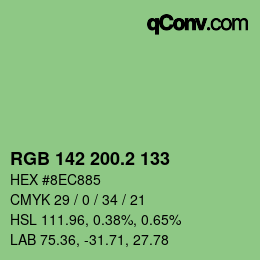 カラーコード: RGB 142 200.2 133 | qconv.com
