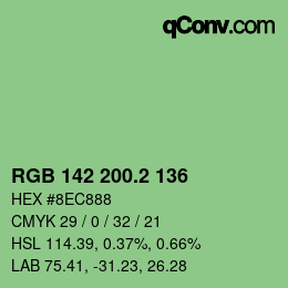 カラーコード: RGB 142 200.2 136 | qconv.com