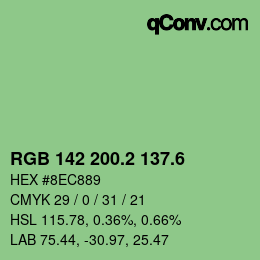 カラーコード: RGB 142 200.2 137.6 | qconv.com
