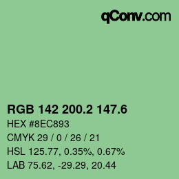カラーコード: RGB 142 200.2 147.6 | qconv.com