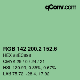 カラーコード: RGB 142 200.2 152.6 | qconv.com