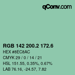 カラーコード: RGB 142 200.2 172.6 | qconv.com