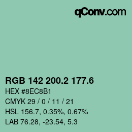 カラーコード: RGB 142 200.2 177.6 | qconv.com