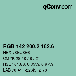 カラーコード: RGB 142 200.2 182.6 | qconv.com