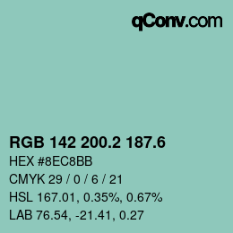 カラーコード: RGB 142 200.2 187.6 | qconv.com