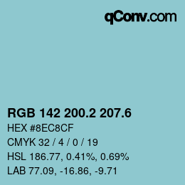 カラーコード: RGB 142 200.2 207.6 | qconv.com